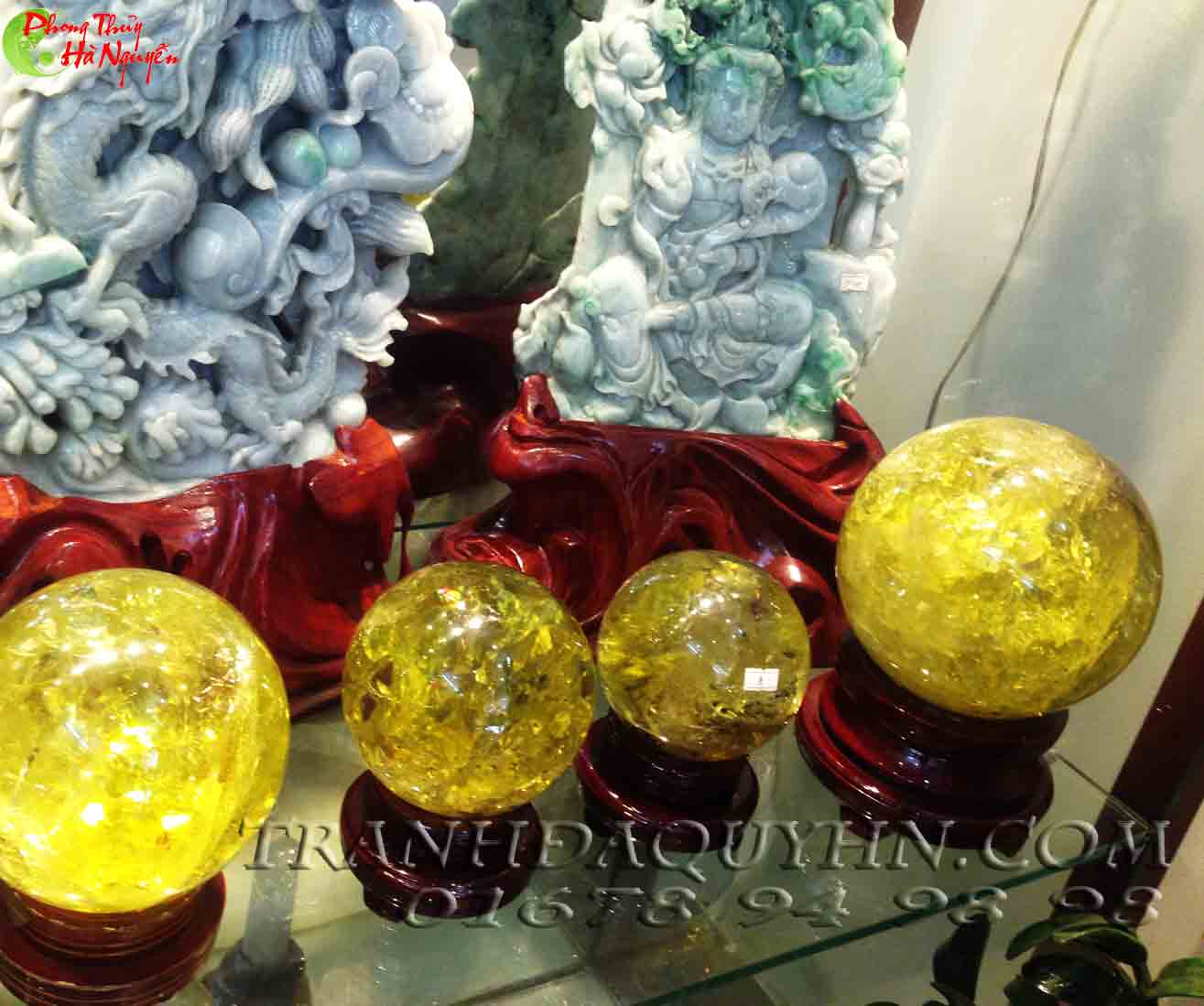 Quả cầu phong thủy đá thạch anh vàng